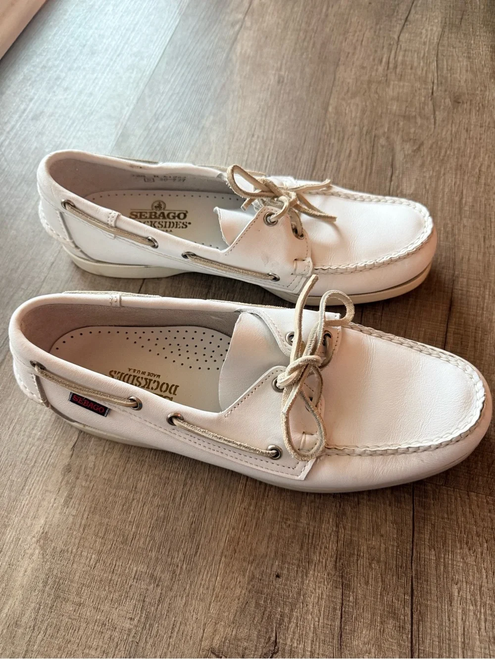 Sebago White Leather Men’s Boat Shoes